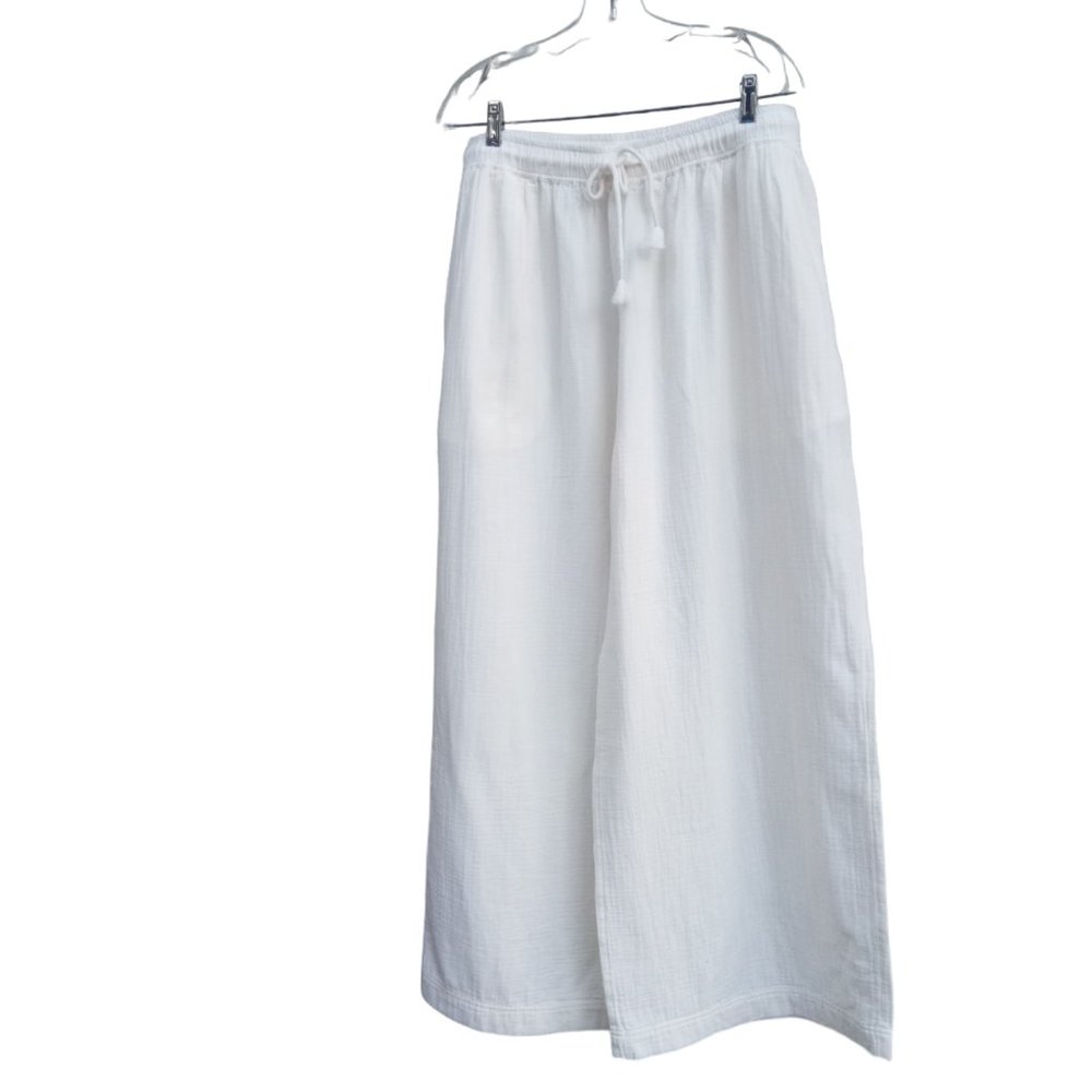 Madewell wide leg boho gauzy cream swim cover sz L NEW (fits like and xl)